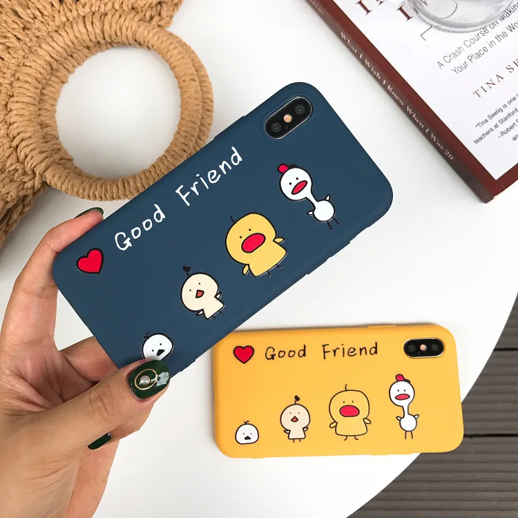 ТПУ милая пара мультфильм мягкий силиконовый чехол для телефона Apple iphoneX XS XR MAX 6 7 8