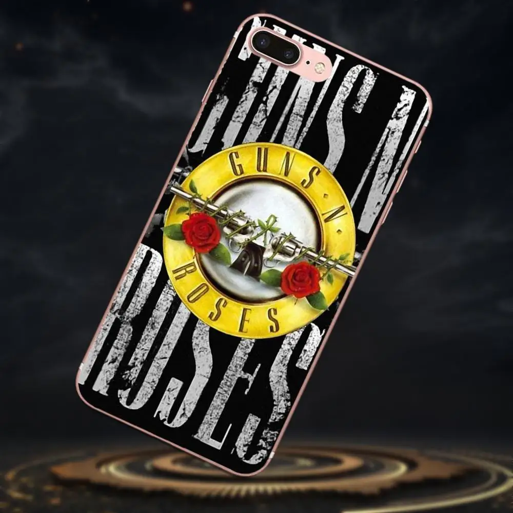 Мягкий ТПУ телефон с принтом для Samsung Galaxy Note 5 8 9 S3 S4 S5 S6 S7 S8 S9 S10 mini Edge Plus Lite Guns N Roses Retro