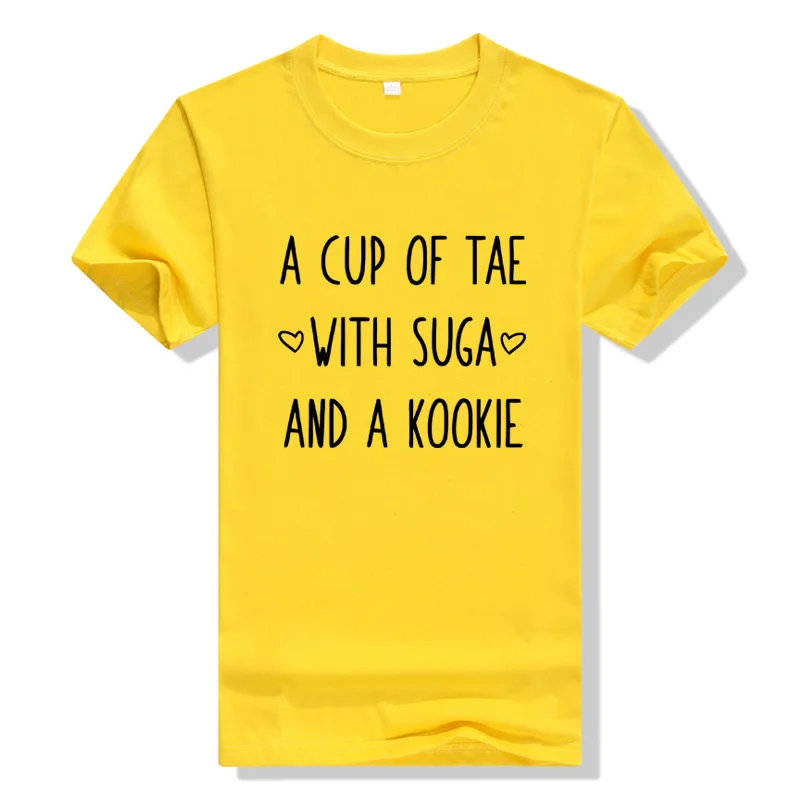 KPOP/футболка A CUP OF TAE WITH Suga AND Kookie модная футболка унисекс в Корейском стиле с