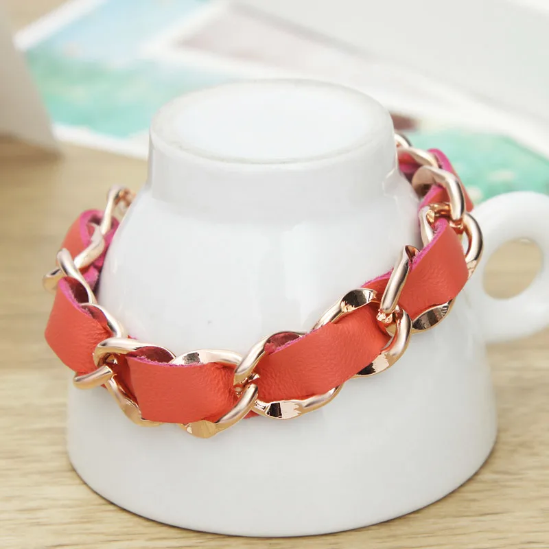 Neoglory модные браслеты и в стиле панк с цепочкой розового золота для женщин
