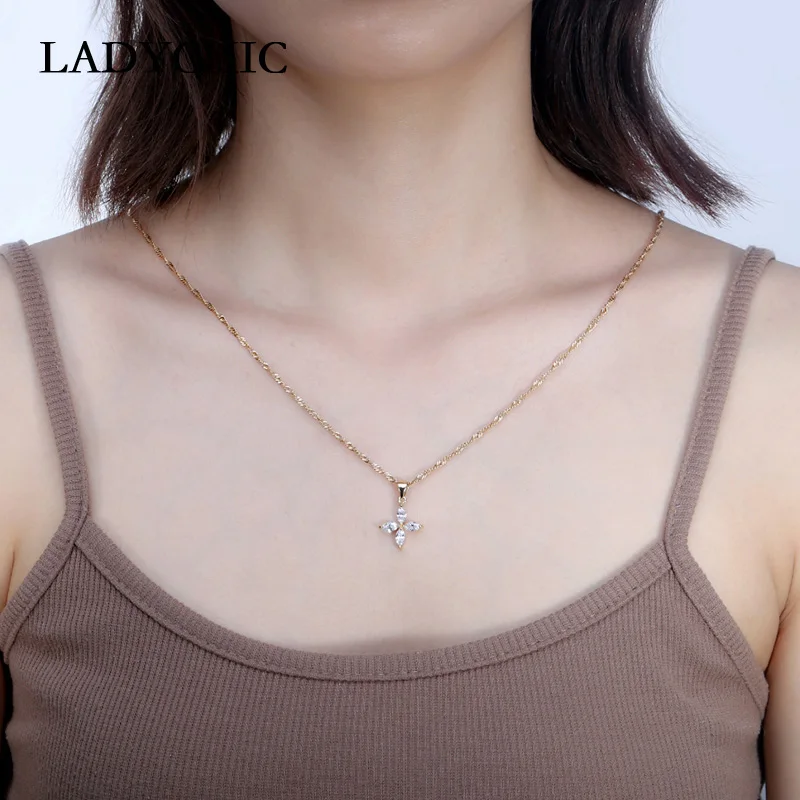 Женское колье с кулоном в виде четырехлистного листа LADYCHIC изысканная золотая