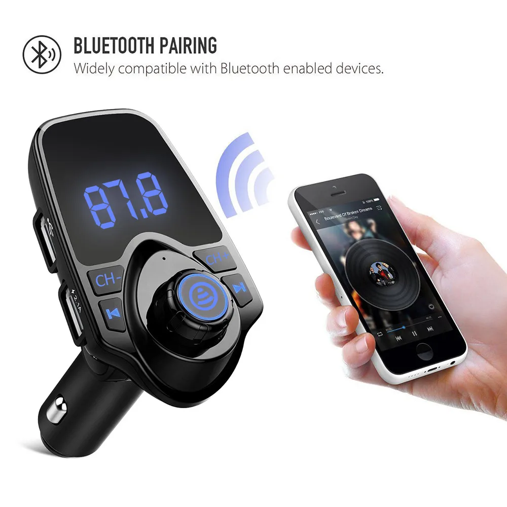Авто Многофункциональный Car Kit Беспроводной Bluetooth Handsfree fm передатчик MP3 плеер Dual USB