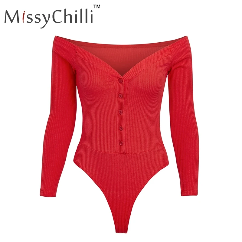 Женский облегающий боди MissyChilli белый с открытыми плечами и пуговицами цельный