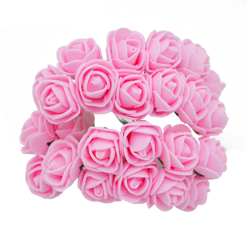 pink 72/144 шт 2 см мини ПЭ пена Роза ручной работы Искусственные цветы Домашнее свадебное украшение автомобиля DIY Скрапбукинг венок искусственный цветок - Цвет: pink