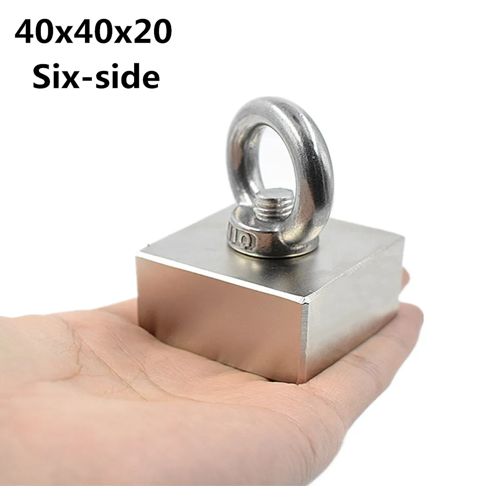 40x40x20 hole 10mm Супер сильный неодимовый магнит рыболовное спасательное магнитное шестистороннее кольцо 50x50x30 отверстие 10 мм крюк deep sea потянув монтажный блок - Цвет: 40x40x20 hole 10mm