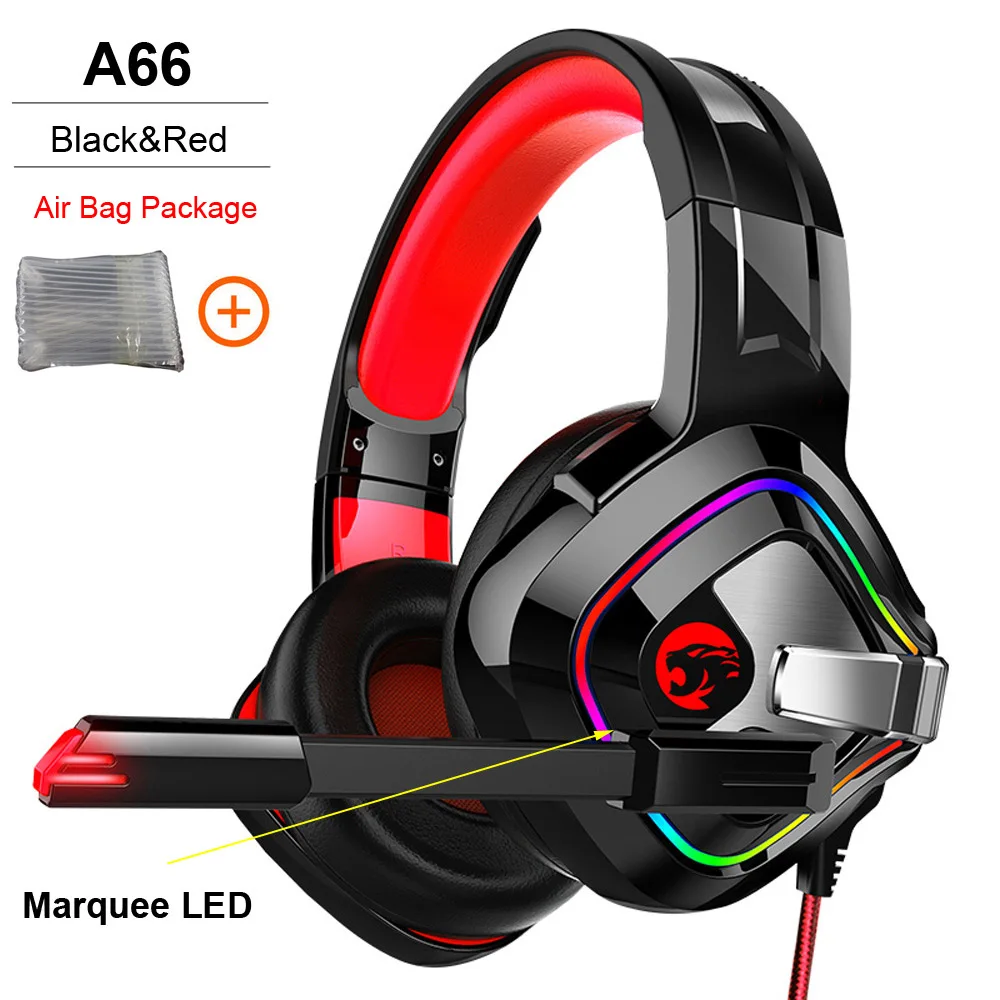 A66-Red-Marquee Профессиональные игровые наушники PS4 4D стерео RGB наушники гарнитура с микрофоном для нового Xbox One/ноутбука/ПК планшета геймера - Цвет: A66-Red-Marquee