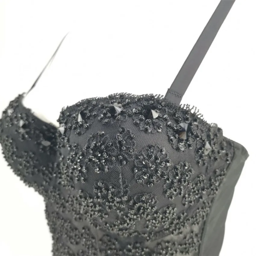 2020 новые черного цвета с кружевом и вышивкой Bralet для женщин бюстье бюстгальтер