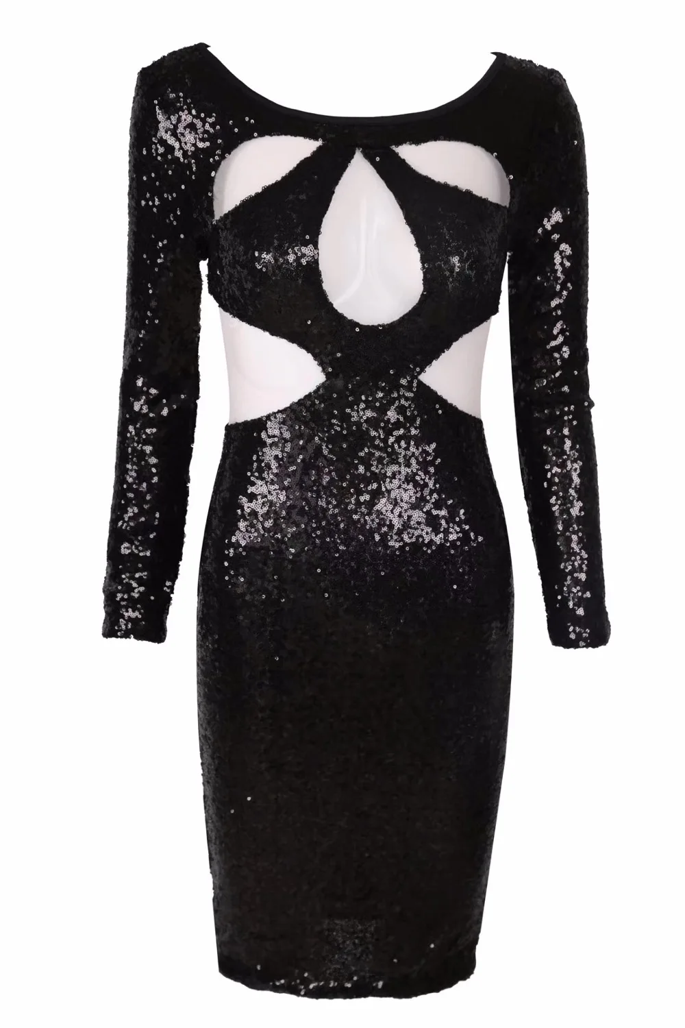 Backless O-neck New Style Fashion Sexy Women Bandage Dress Sequined Hollow Out Celebrity Body Con Pub Dresses Party wholesale | Женская