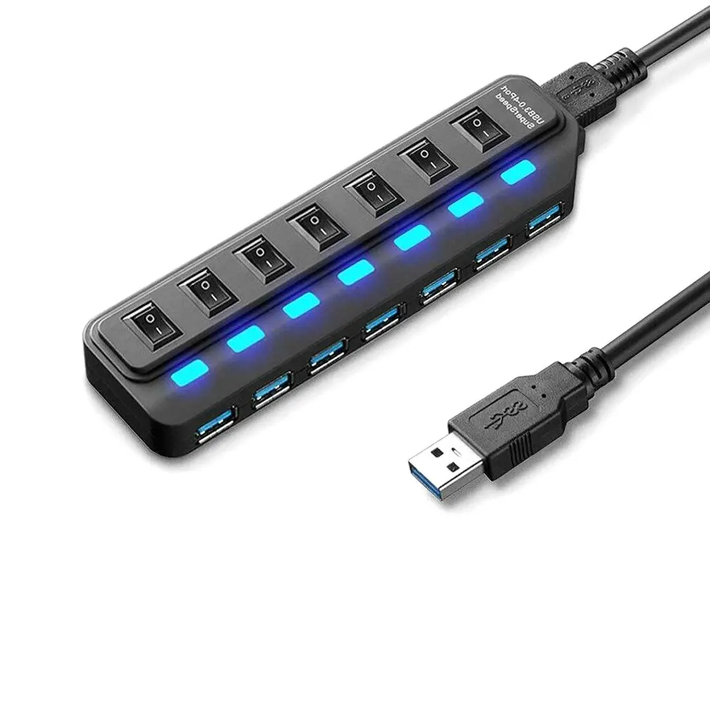 Plug & Play портативный размер 7 портов USB 3 0 концентратор вкл/выкл переключатели