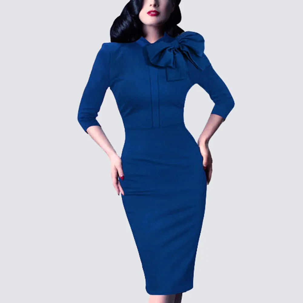 С бантом В стиле ретро винтажном Для женщин в 50 х Клубные вечерние платье