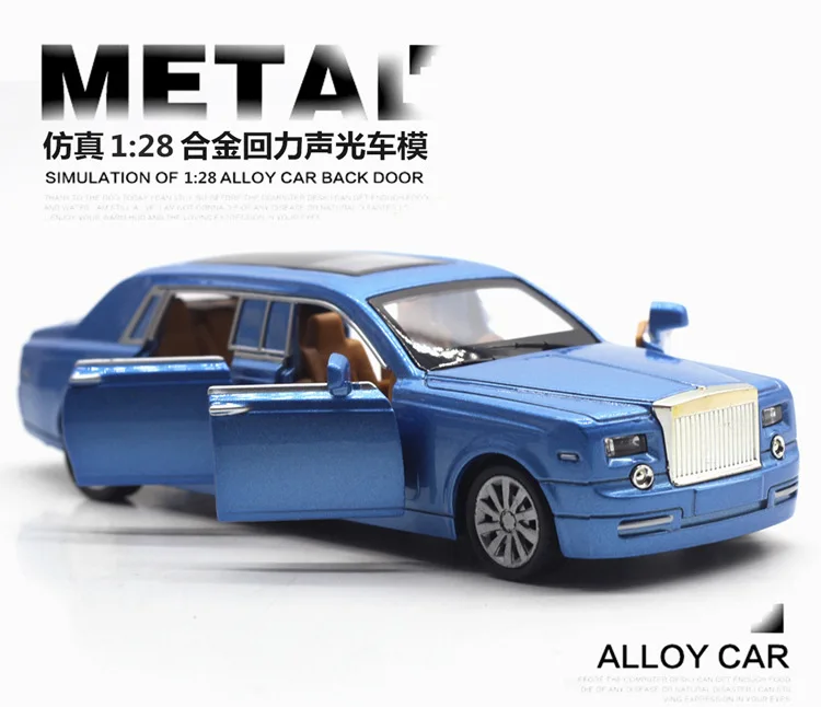 1:28, удлиненные Rolls-Royce Phantom, четыре двери, сплав, модель автомобиля, акусто-оптическая возвратная модель автомобиля, модель автомобиля, подарок, подвесные игрушки