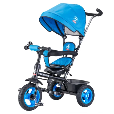 blue BOSO Trike Детский трехколесный велосипед с резиновыми колесами трехколесный велосипед детская коляска - Цвет: blue