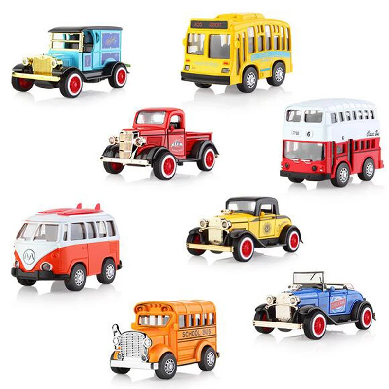 Игрушечный автобус из сплава в стиле ретро школьный Классическая модель