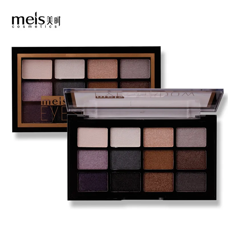 1001-12A-2 MEIS beauty, глазурованная, 12 цветов, Обнаженная, сияющая палитра теней для век, макияж, блеск, пигмент, дымчатые тени для век, палитра, водостойкая косметика - Цвет: 1001-12A-2