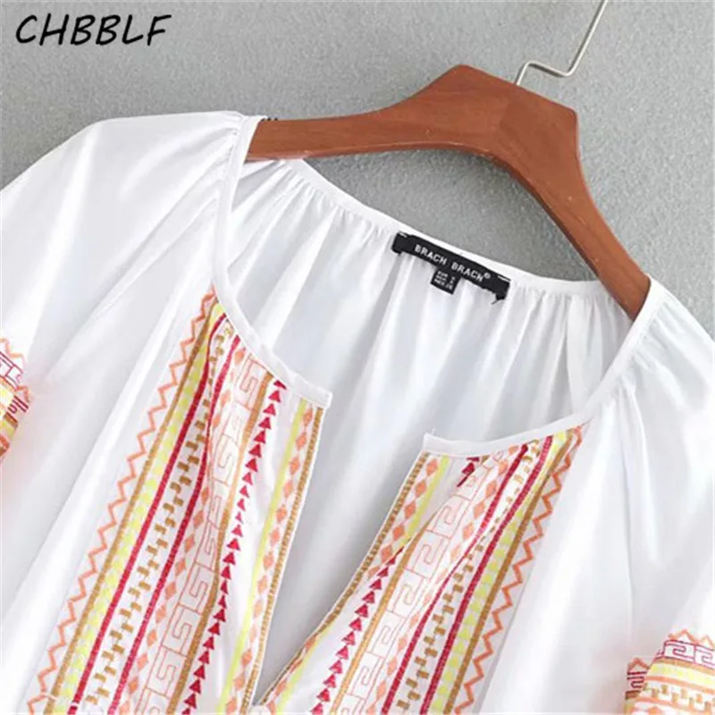 CHBBLF женское народное платье emnroidery с длинным рукавом-фонариком украшенное