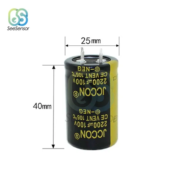 100V 2200uF 25X40mm 100V 200V Алюминиевый электролитический конденсатор с алюминиевой крышкой, 220 мкФ 330 мкФ 470 мкФ 2200 мкФ 3300 мкФ 4700 мкФ 10000 мкФ для аудио усилитель инвертор Мощность - Цвет: 100V 2200uF 25X40mm