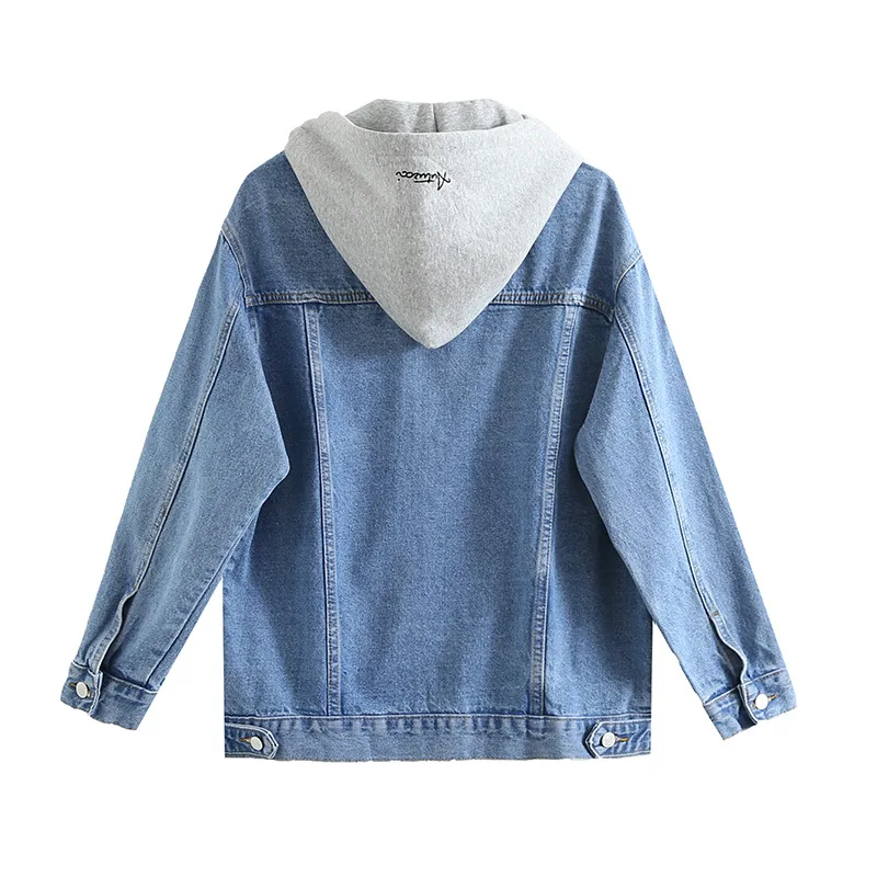 Карман джинсовой куртки Для женщин Однобортный Лоскутная Гуд Outcoat тонкий пальто