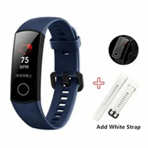 add white strap film Умный Браслет huawei Honor Band 4 Amoled, цветной сенсорный экран 0,95 дюйма, для плавания, для обнаружения пульса и сна - Цвет: add white strap film