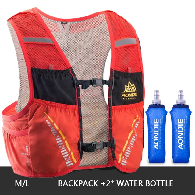 ML-500ml bottles AONIJIE 5L Trail гидратационный жилет, рюкзак для пеших прогулок, велоспорта, кемпинга, марафона, рюкзак, сумка для бега - Цвет: ML-500ml bottles