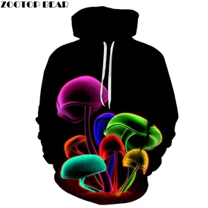 Толстовки, новинка, женские толстовки с карманами с принтом грибов, модные пальто, 3d Мужской пуловер, повседневные уличные женские спортивные костюмы