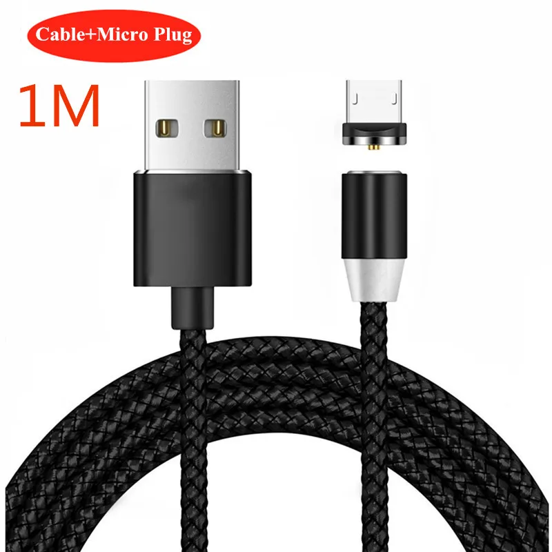 1M Black Micro Cable 1 м Магнитный Micro USB кабель для зарядки Samsung Xiaomi Huawei LG HTC разъем MicroUSB смартфон Универсальный Магнитный кабель зарядное устройство - Тип штекера: 1M Black Micro Cable