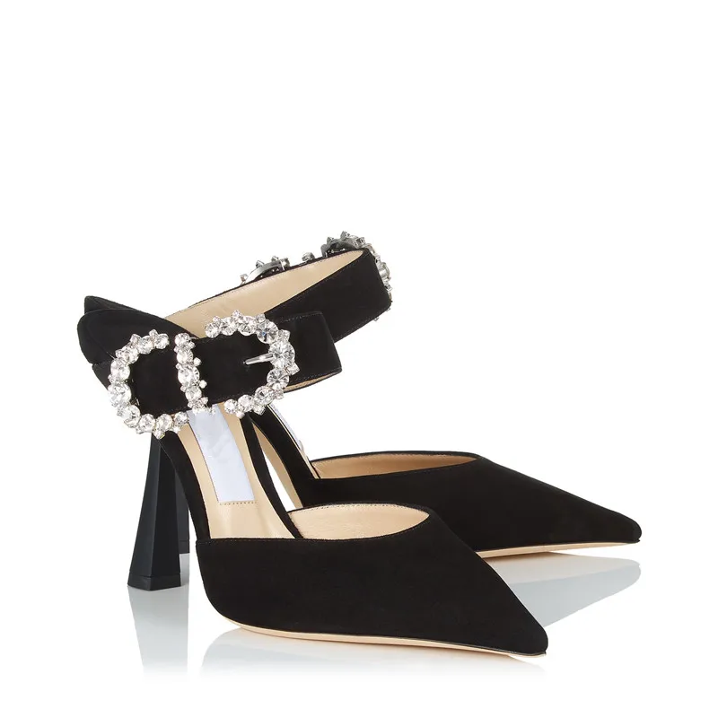 Женские сандалии со стразами Обувь на высоком каблуке с пряжкой ремешке Новинка