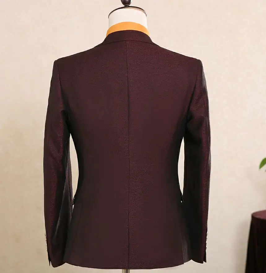 Новое поступление Для Мужчин's Костюмы Свадебные Жених цвет красного вина