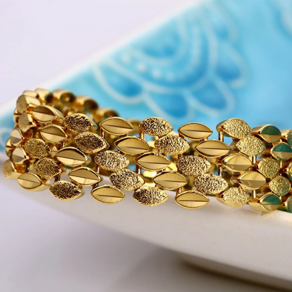 Очаровательный браслет желтое золото заполнены Твердые Женские или мужские