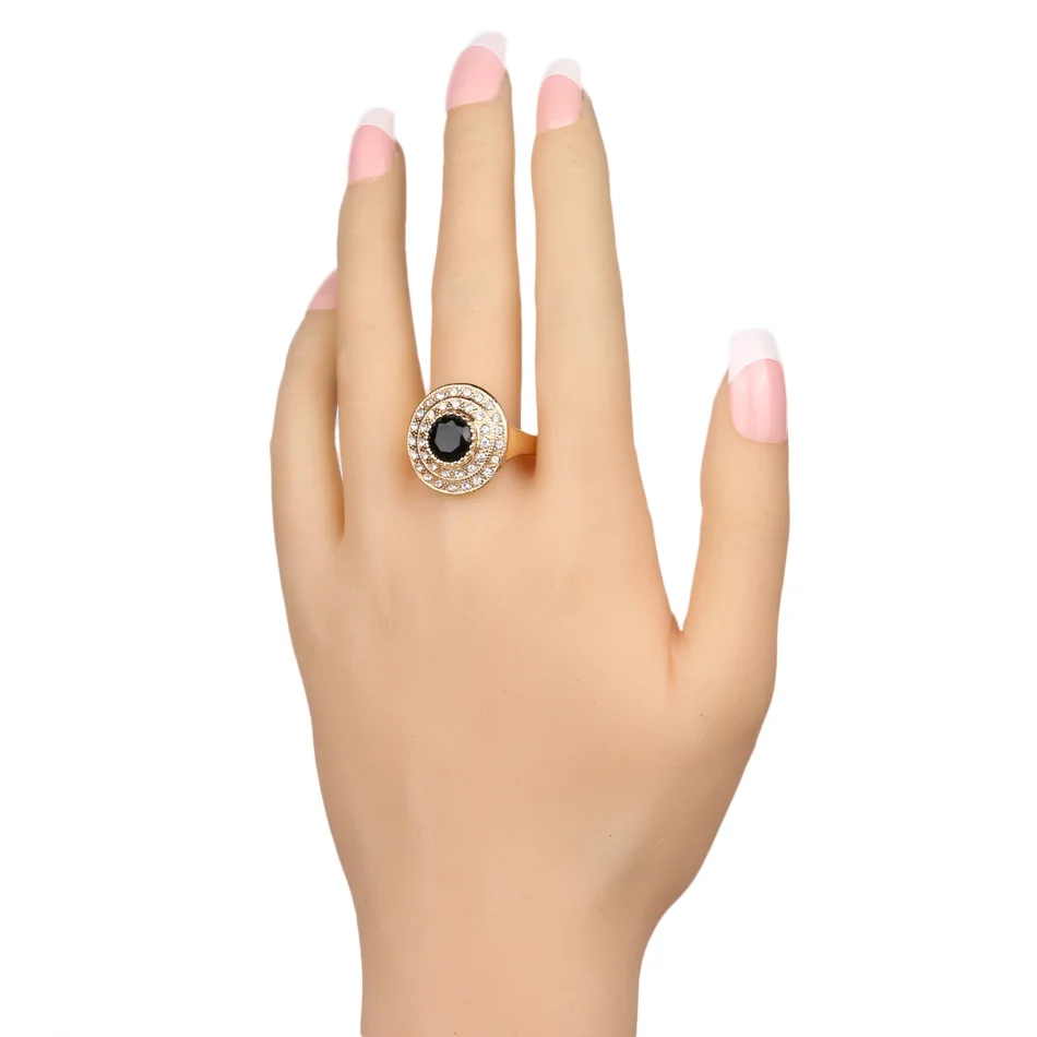 Лидер продаж 2016 модное круглое черное кольцо золотого цвета в стиле панк рок