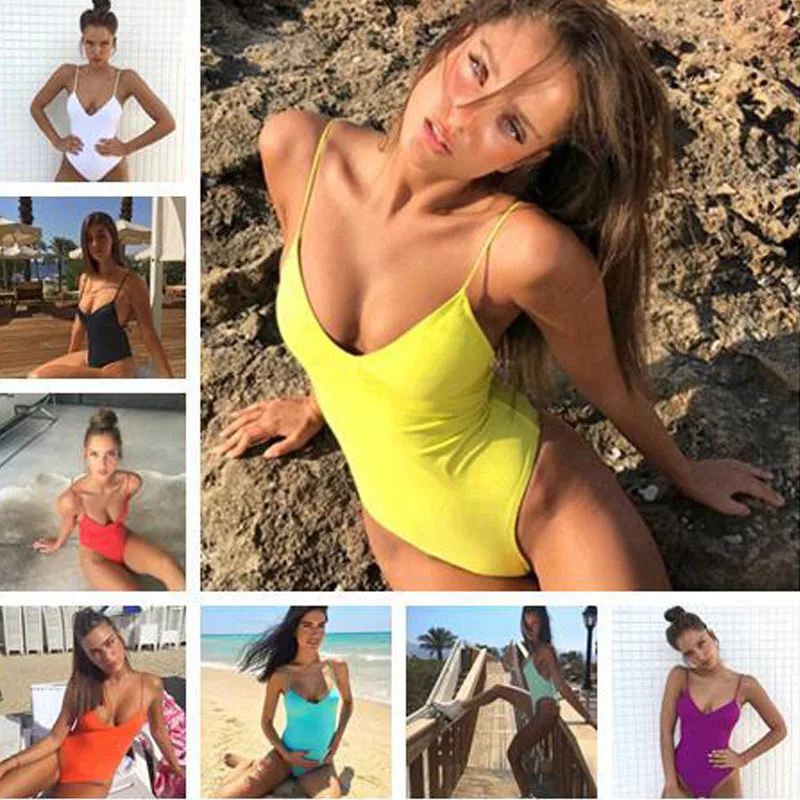 Бикини 2017 сексуальный трикини с высоким вырезом пляжная одежда бандажный