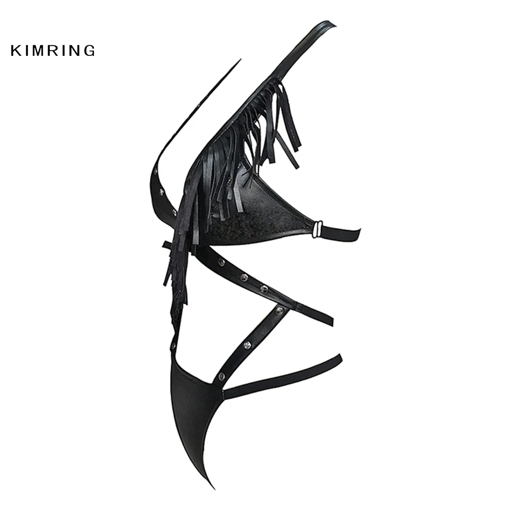 Kimring сексуальное нижнее белье Горячая черная Babydoll с кисточками Эротическое