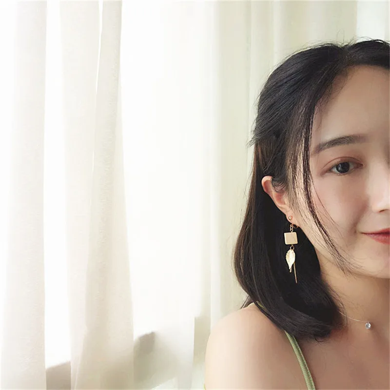 Free shipping 2017 NEW popular women jewelry Golden leaf square wooden pendant earrings retro fashion girls party accessories | Украшения и