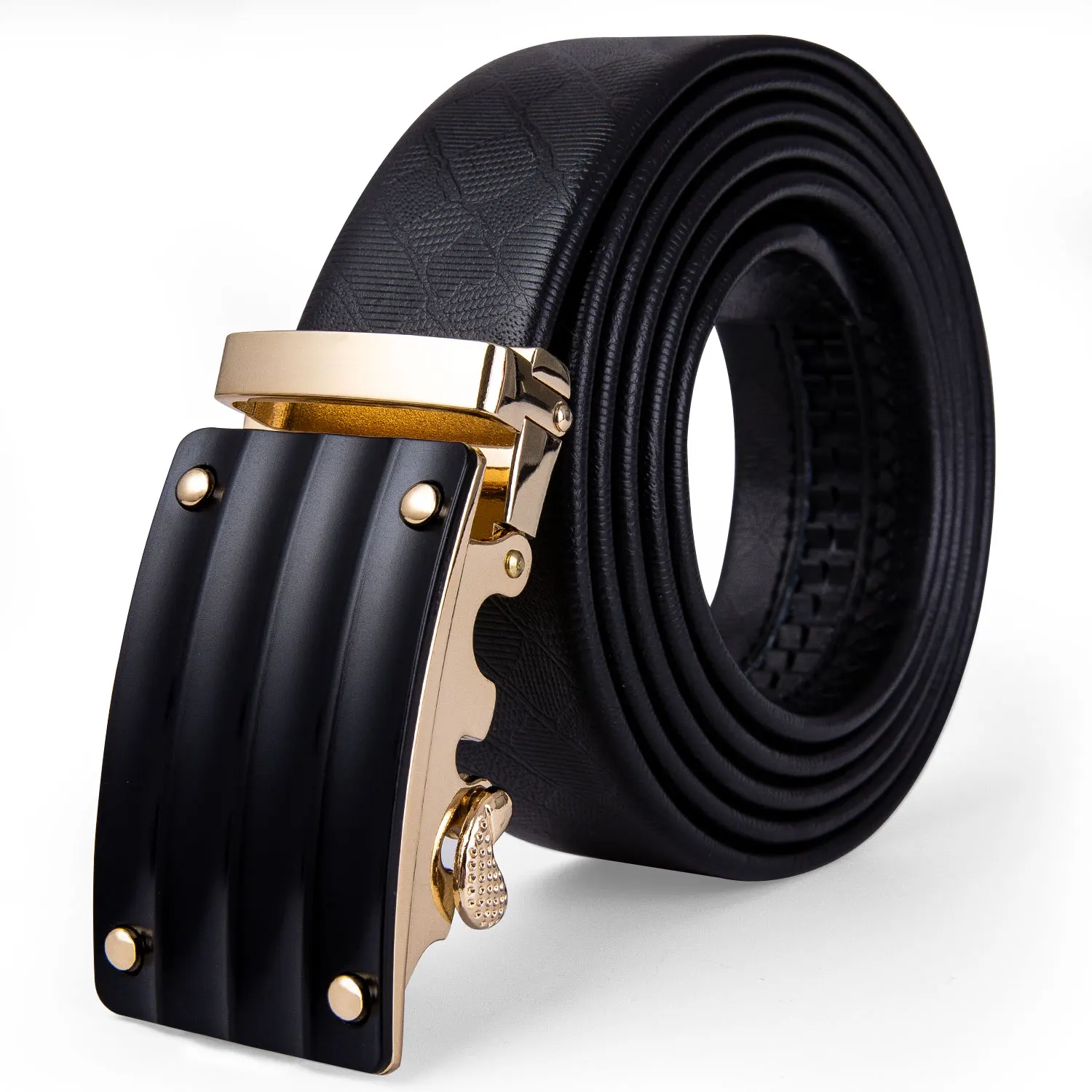 

BK-2058 Barry.Wang New Fashion Gold Black Automatic Buckle Belts 110cm-160cm Alloy buckle Belts For Men Luxery Men Leather Belts