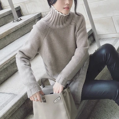 

Turtleneck sweater women medium-long thermal pullover dress sweater female thickening basic shirt long-sleeve loose sweater