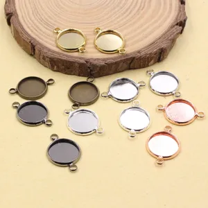 Подходит для 20 мм медного круглого винтажного стекла с двумя петлямиОправы кабошона, оправы для браслета сделай сам 10 шт.лот K05382
