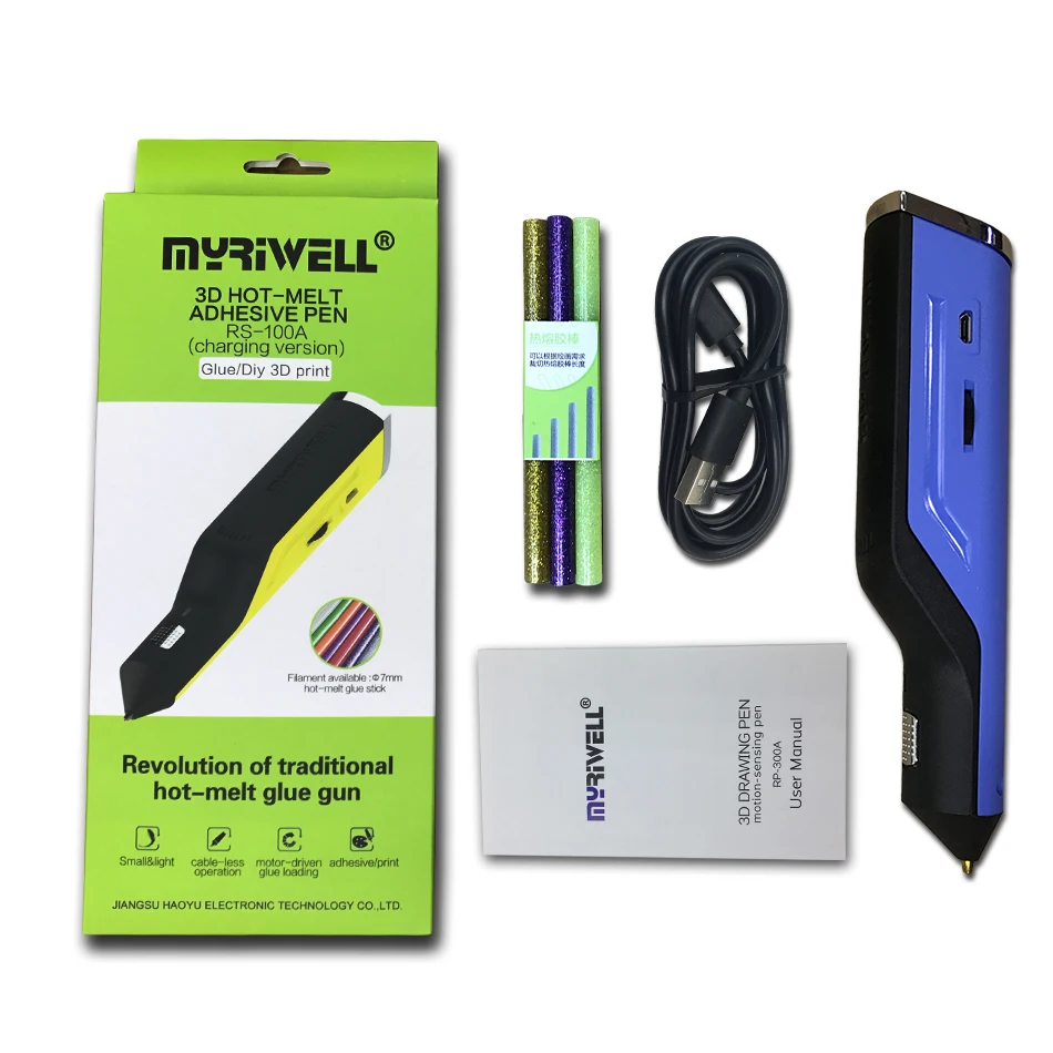 Myriwell DIY 3D ручка/термоплавкий клеевой пистолет USB зарядка Ручка для печати + 6