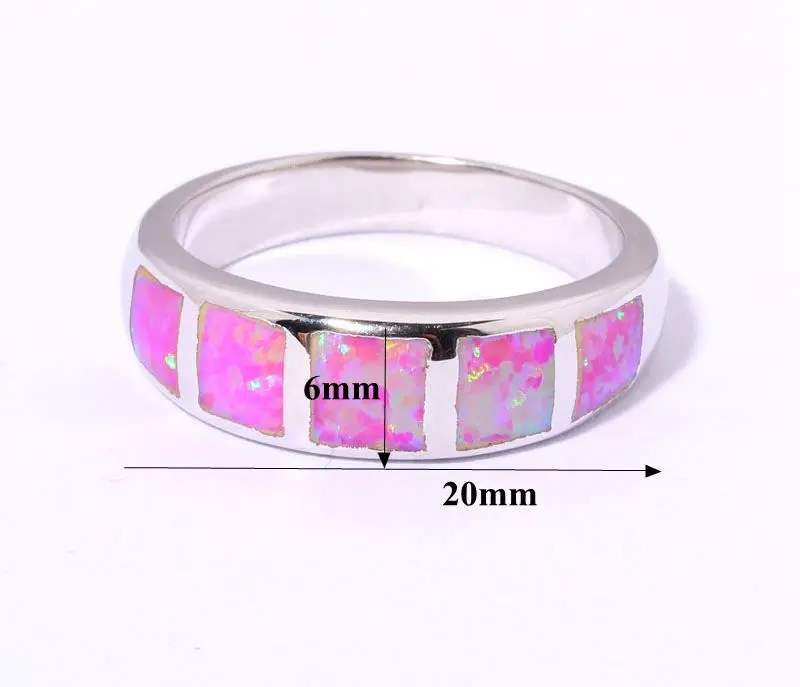 Женское кольцо CiNily с розовым огненным опалом посеребренное Ювелирное Украшение