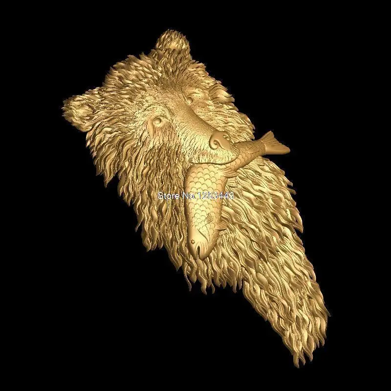 Медведь-рыба 3D модель STL рельеф для cnc формат мебели медведь-рыба украшения |