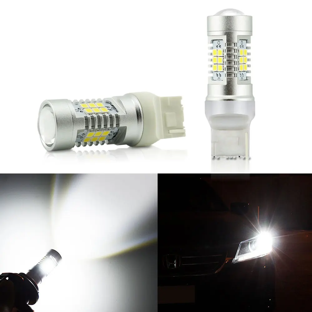 2 шт. T20 W21W WY21W 7440 светодиодный 21-SMD Автомобильный светодиодный светильник лампы Белый Янтарь DC12-24V гарантия 1 год vanssi - Испускаемый цвет: White