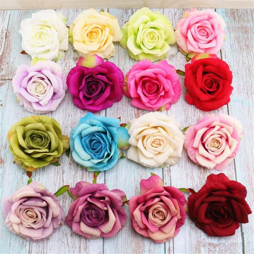 

30pcs New Arrival Rose Flower Heads 11cm Oil Painting Color big rose Flower Head 16 color designs