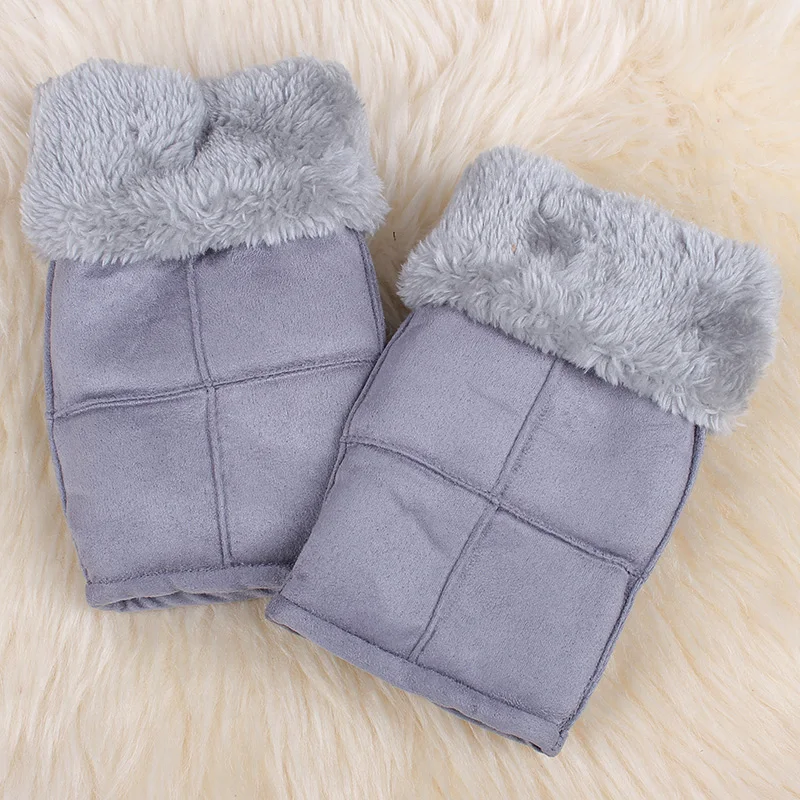 REALBY женские теплые замшевые зимние перчатки варежки без пальцев Теплые наручные