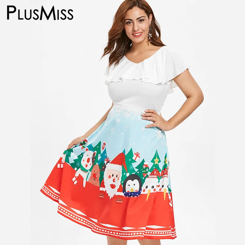 PlusMiss размера плюс 5XL L Рождество Графический Платья для вечеринок Для женщин