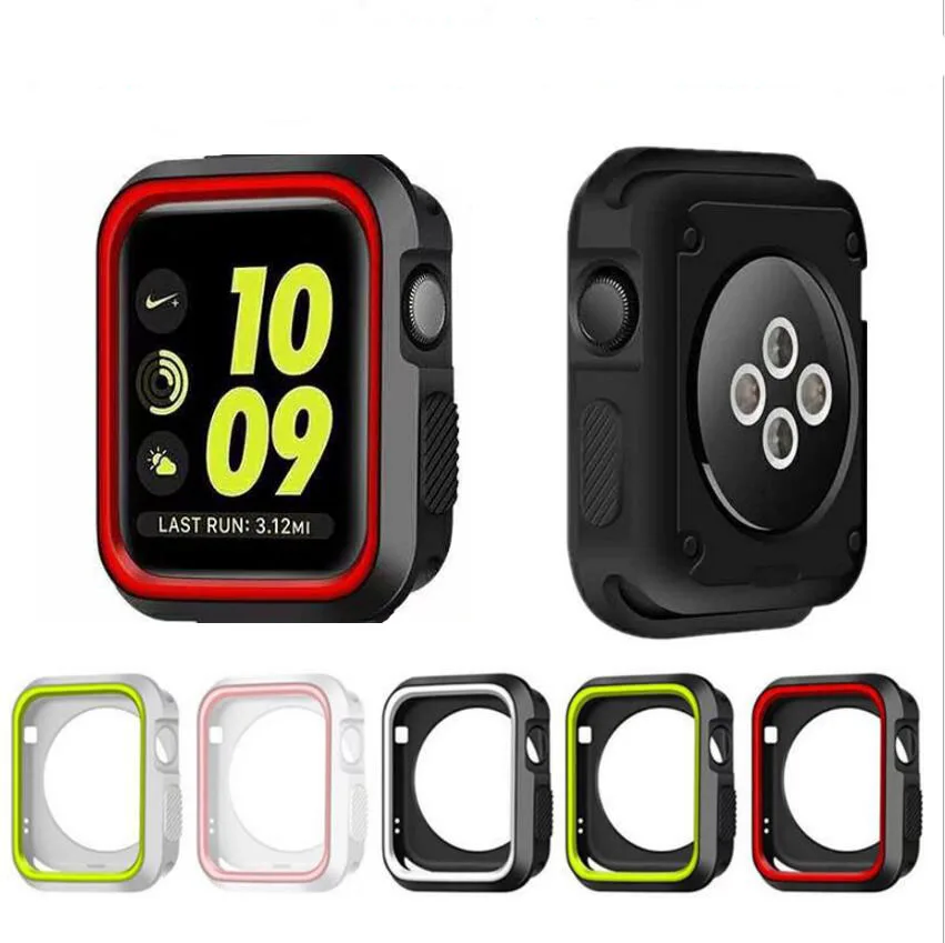 Мягкий силиконовый из ТПУ чехол Полный в виде ракушки рамки для iwatch Apple Watch серии 1