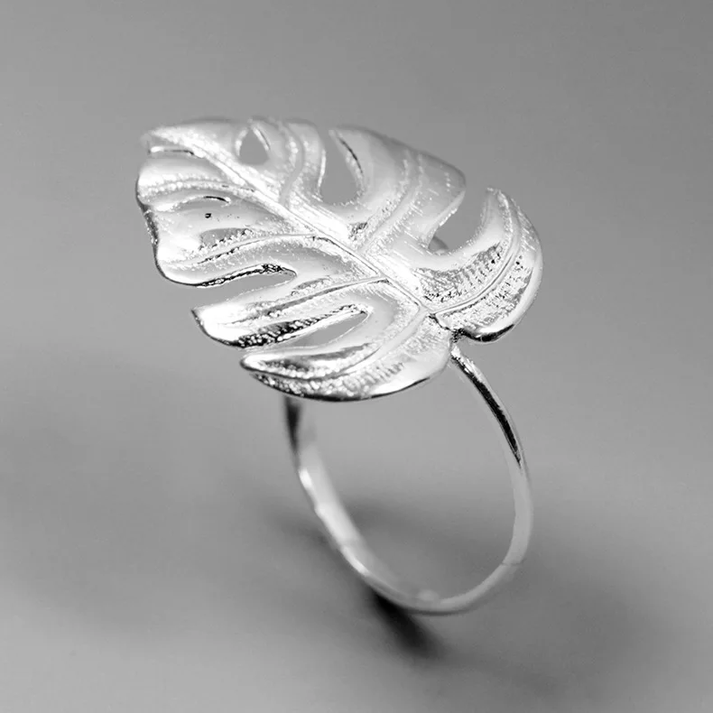 INATURE 925 пробы серебряные модные кольца Monstera лист для женщин Свадебные ювелирные