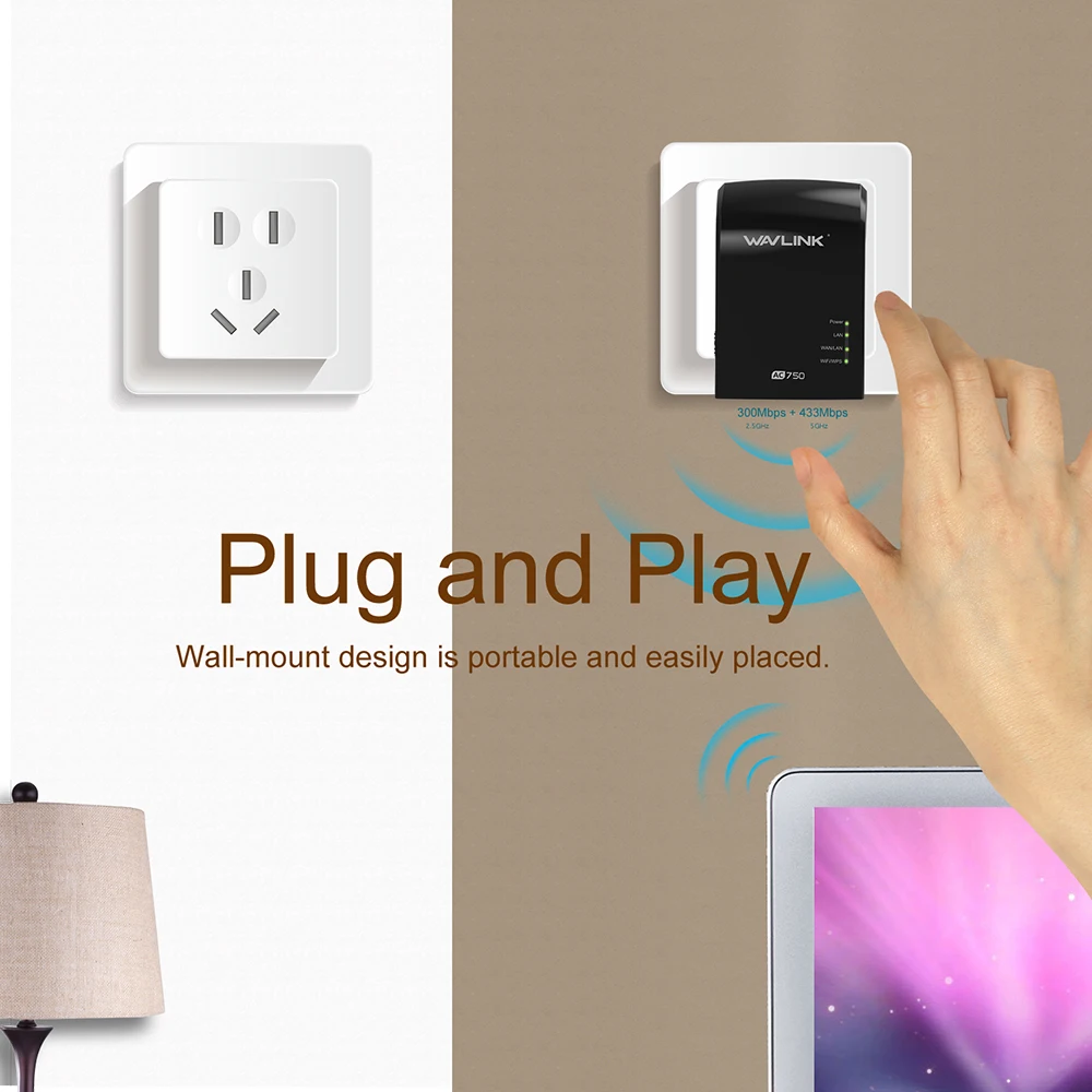 Wavlink Портативный AC750 Wi-Fi ретранслятор/точка доступа AP Dual Band Беспроводной