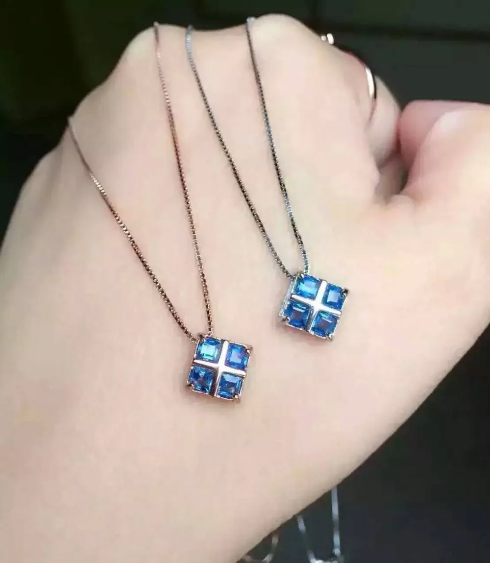 Женский ювелирный комплект из серебра 925 пробы с натуральным сапфиром|jewelry sets|fine