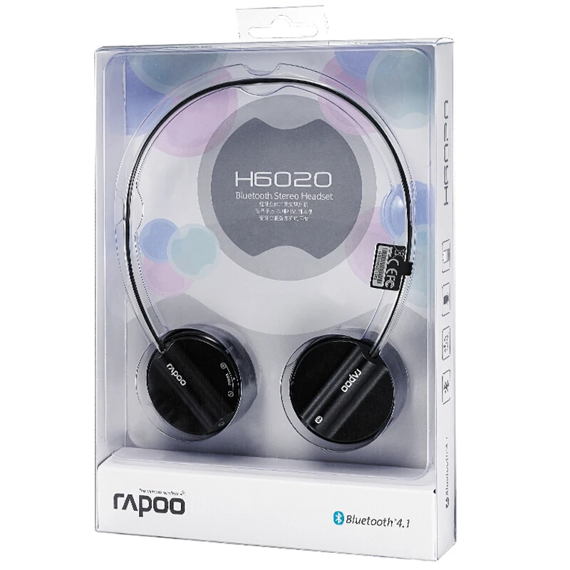 Rapoo H6020 обновленная Беспроводная bluetooth-гарнитура с микрофоном, музыкальная Компьютерная гарнитура для мобильного телефона
