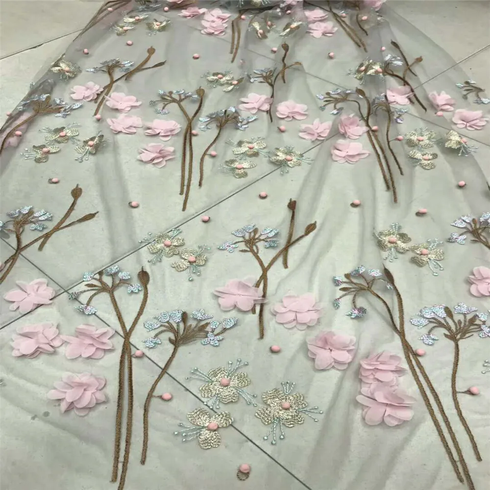 Последние африканские кружевные ткани 2018 высокое качество кружева 3D цветок