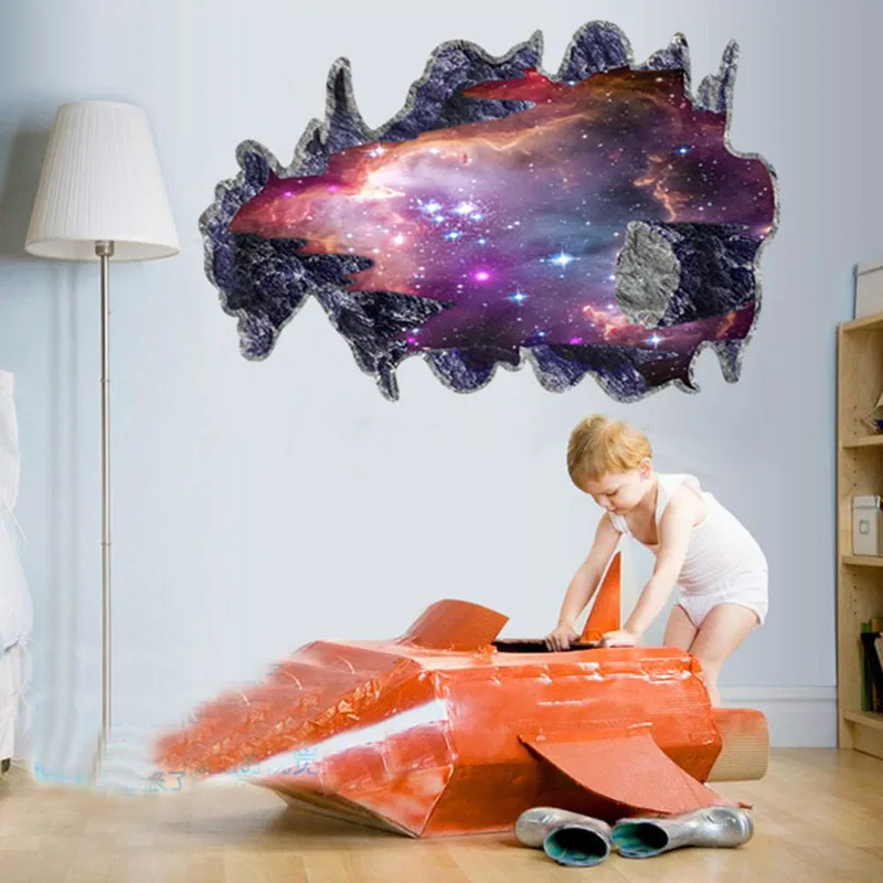3D космическая планета галактика Настенная Наклейка для гостиной потолочное