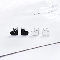 new fashion 925 sterling silver simple cute drop glaze black white earrings for women ladies jewelry birthday gift